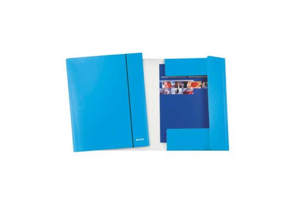 Immagine di Cartella 3 lembi con elastico WOW - 25 x 35 cm - dorso variabile - cartoncino plastificato - azzurro