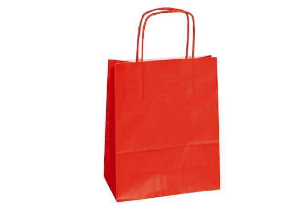 Immagine di Shopper Twisted - maniglie cordino - 26 x 11 x 34,5 cm - carta kraft - rosso - Mainetti Bags - conf.