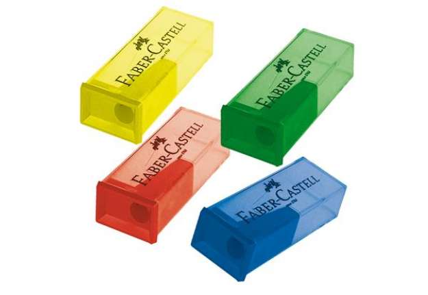 Immagine di Temperamatite con contenitore - 1 foro - Faber-Castell - conf. 25 pezzi