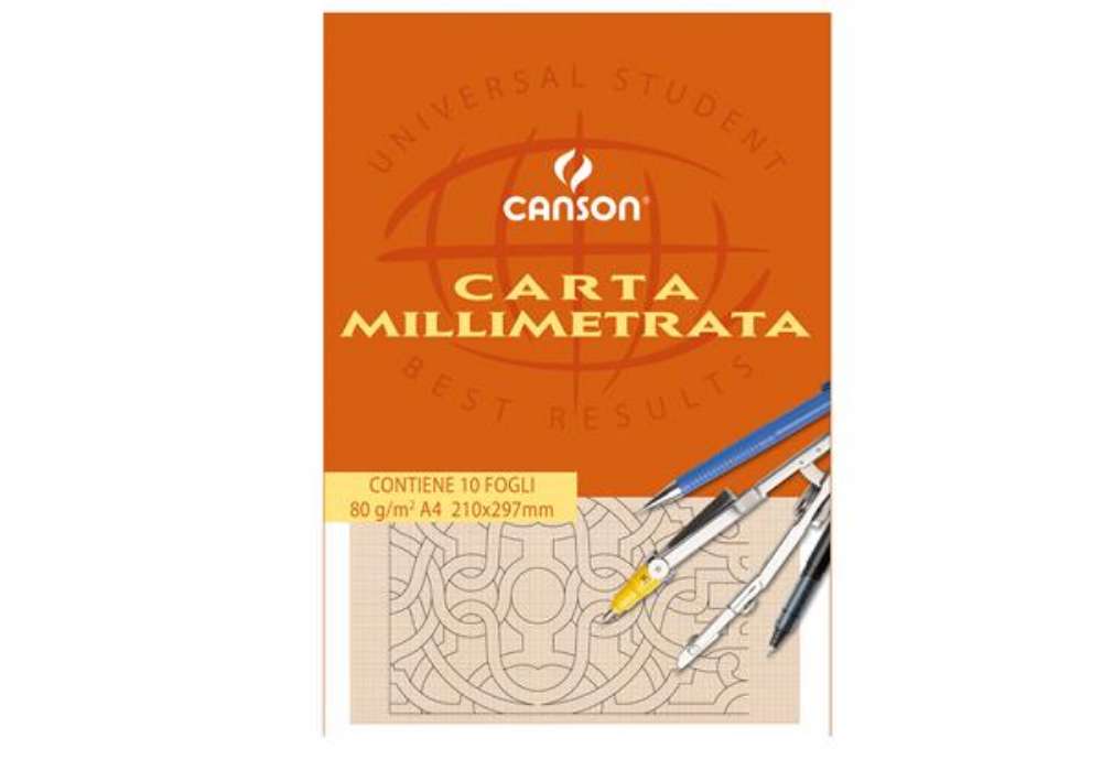 Immagine di Blocco carta opaca millimetrata - A4 - 10 fogli - 80gr - Canson