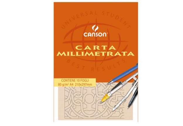 Immagine di Blocco carta opaca millimetrata - 210x297mm - 10 fogli - 80gr - Canson