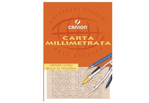 Immagine di Blocco carta opaca millimetrata - 297x420mm - 10 fogli - 80gr - Canson