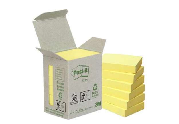 Immagine di Blocco Post-it Notes Green - 653-1B - 38 x 51 mm - 100% riciclabile - giallo - 100 fogli - - Post-it