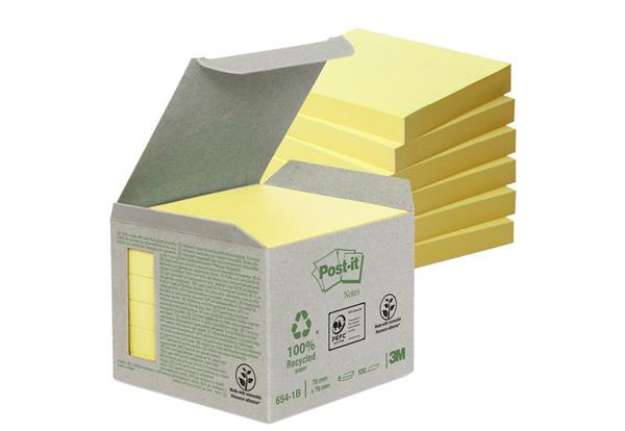 Immagine di Blocco Post-it Notes Green - 654-1B - 76 x 76 mm - giallo - 100 fogli - riciclabile 100% - Post-it