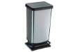 Immagine di Pattumiera a pedale Paso - 35x26x68 cm - 40 L - PPL metallizzato - nero/argento - Rotho