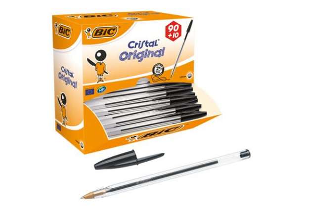 Immagine di Penna a sfera Cristal  - punta media 1,0mm - nero - Bic - conf.  90+10 pezzi