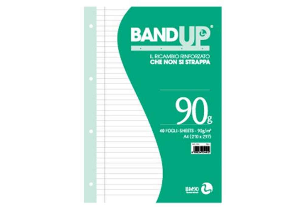 Immagine di Ricambi BandUp forati rinforzati - A4 - 1 rigo c/margine - 90gr - BM - conf. 40 pezzi