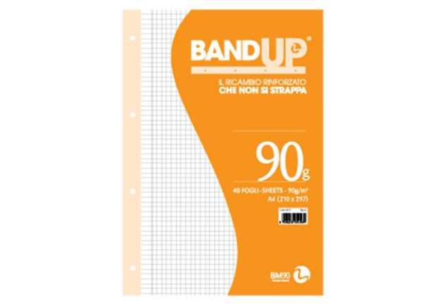 Immagine di Ricambi BandUp forati rinforzati - A4 - quadretto 4mm con margine - 40 fogli - 90gr - BM