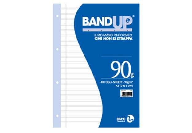 Immagine di Ricambi BandUp forati rinforzati - A4 - rigo di 3a - 40 fogli - 90gr - BM