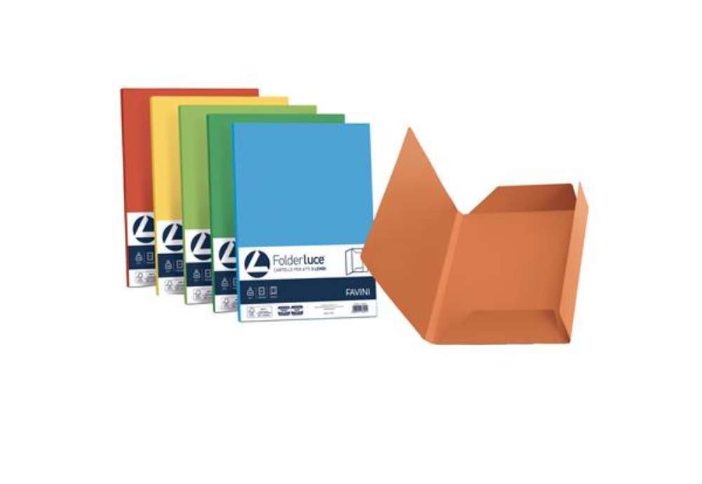 Immagine di Cartellina 3 lembi Luce - 200 gr - A4 - cartoncino bristol - mix 5 colori - Favini - conf. 25 pezzi