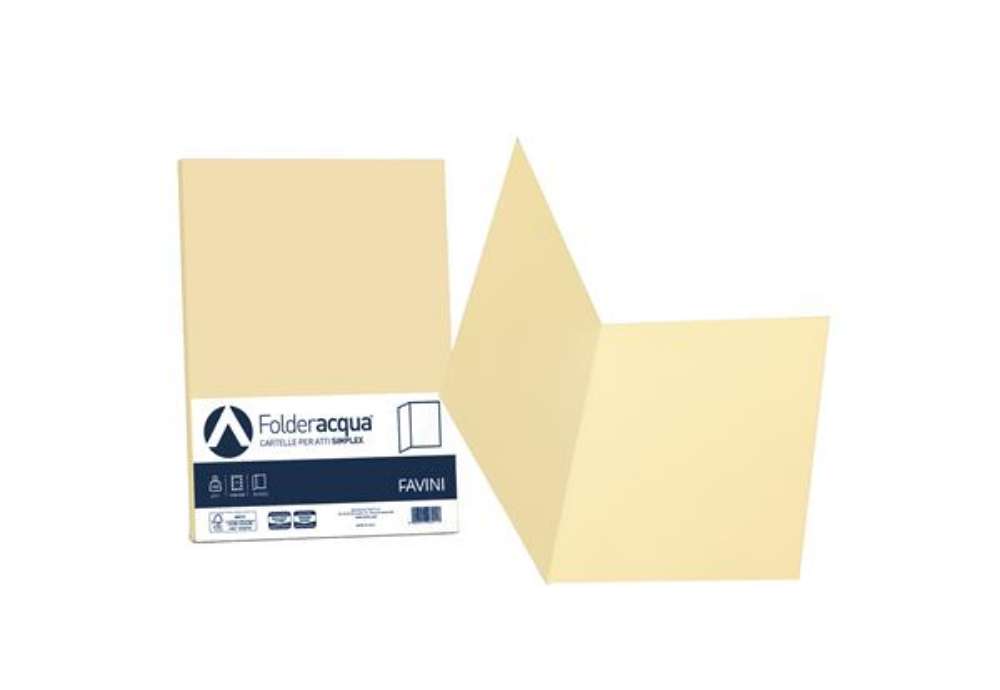 Immagine di Cartellina semplice Acqua - 200 gr - A4 - camoscio - cartoncino bristol - Favini - conf. 50 pezzi