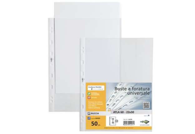 Immagine di Buste forate Atla - leggera - buccia - 22x30 cm - trasparente - Sei Rota - conf. 50 pezzi