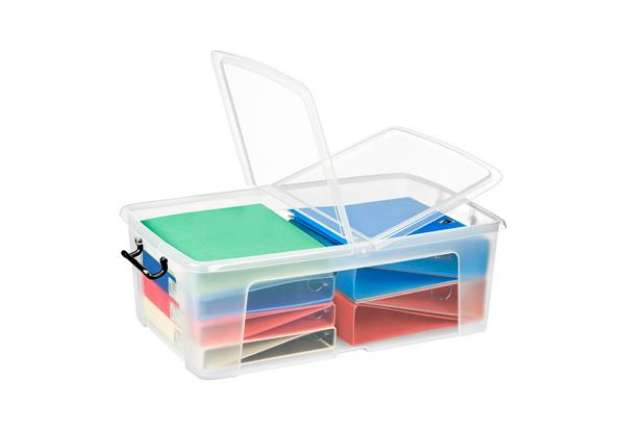 Immagine di Contenitore multiuso con coperchio - 67,5x44,5x23 cm - 50 L - PPL - trasparente - Strata