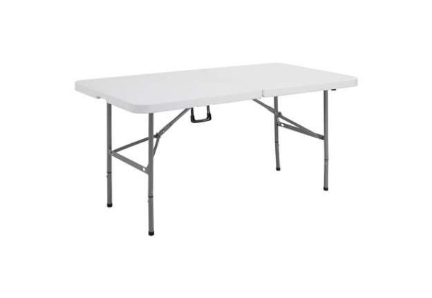 Immagine di Tavolo rettangolare - pieghevole - 152 x 76 x 74 cm - PE/acciaio verniciato - bianco/grigio - Serena