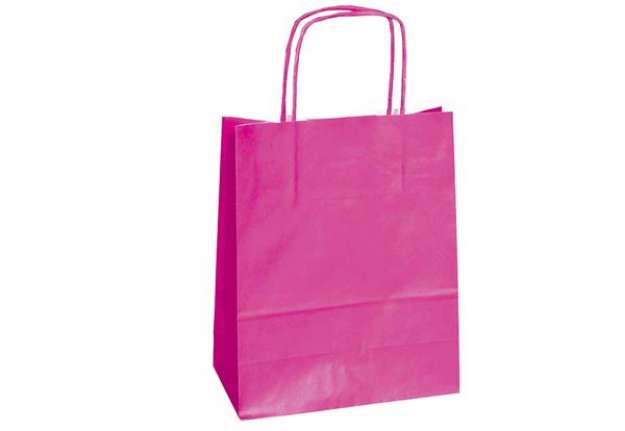 Immagine di Shopper Twisted - maniglie cordino - 36 x 12 x 41 cm - carta kraft - magenta - Mainetti Bags - conf.