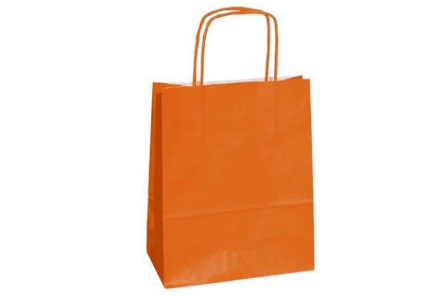 Immagine di Shopper Twisted - maniglie cordino - 36 x 12 x 41 cm - carta kraft - arancio - Mainetti Bags - conf.