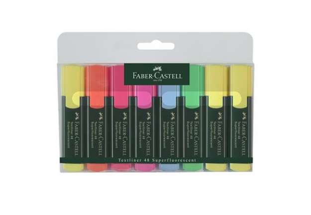 Immagine di Evidenziatore Textliner 48 - punta a scalpello -  tratto 1,0-3,0-5,0mm - astuccio 8 colori - Faber-C