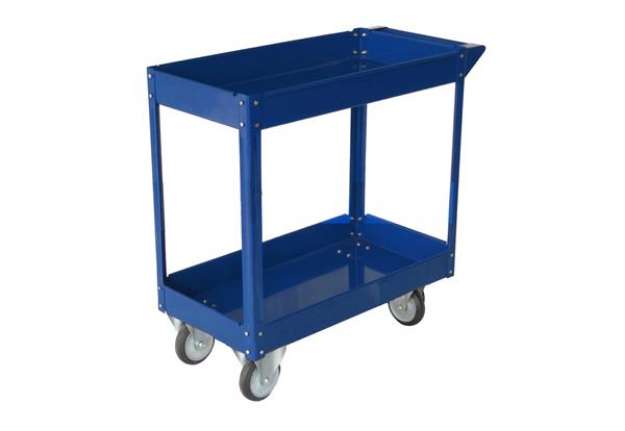Immagine di Carrello da lavoro - 2 ripiani - 84 x 41 x 82 cm - portata max 100 kg - acciaio verniciato - blu - S