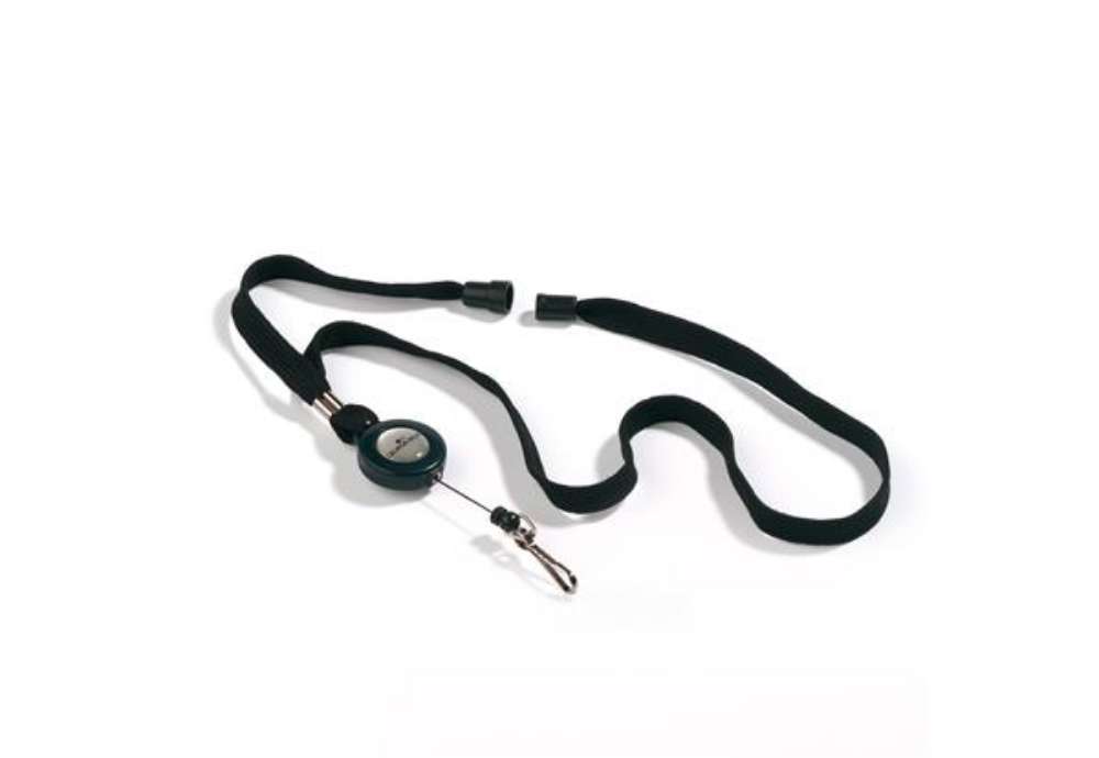 Immagine di Cordoncino per portabadge - con chiocciola Yo Yo - larghezza 10 mm - filo retrattile da 80 cm - nero