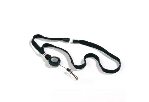 Immagine di Cordoncino per portabadge - con chiocciola Yo Yo - larghezza 10 mm - filo retrattile da 80 cm - nero