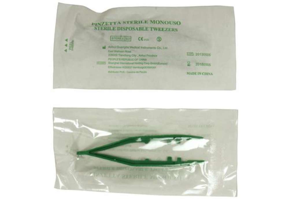 Immagine di Pinzetta sterile - monouso - 10 cm - verde - PVS