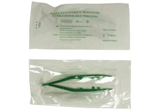 Immagine di Pinzetta sterile - monouso - 10 cm - verde - PVS