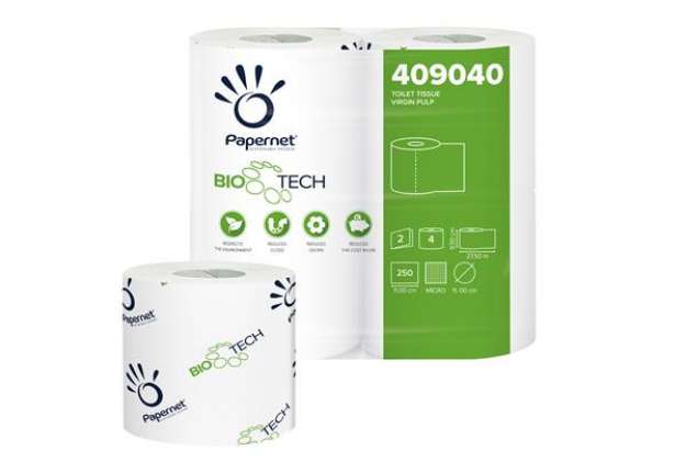 Immagine di Carta igienica standard Bio Tech - 2 veli - 250 strappi - 15,5 gr - 9,5 cm  x 27,5 mt - Papernet - p