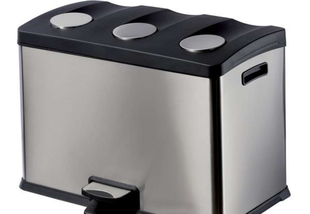 Immagine di Pattumiera a pedale Multiflux - 59,3x38,2x43 cm - 3 secchi da 12 L ciascuno - inox - Medial
