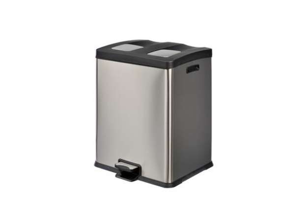 Immagine di Pattumiera a pedale Multiflux - 49,5 ? 45,9 ? 63,6 cm - 2 secchi da 30 L ciascuno - inox - Medial In