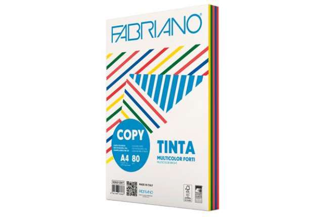 Immagine di FabrianoColore - A4 - 80 gr - mix 5 colori forti - Fabriano - conf. 250 fogli