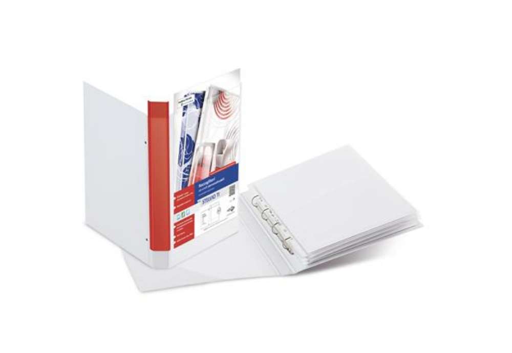 Immagine di Raccoglitore personalizzabile Stelvio TI - A3 - 4 anelli a D 25 mm - dorso 4 cm - bianco - Sei Rota