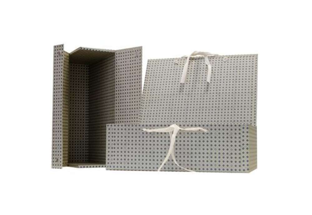 Immagine di Scatola archivio in legno - con fettuccia - 38 x 27 cm - dorso 12 cm - grigio - Brefiocart