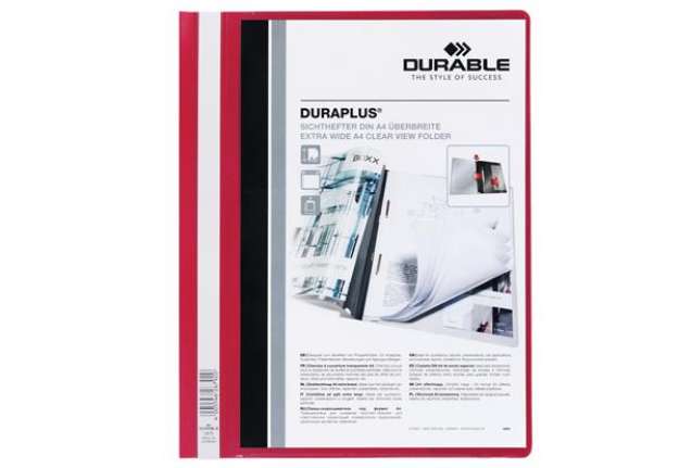 Immagine di Cartellina ad aghi Duraplus - copertina personalizzabile - 21x29,7 cm - rosso - Durable