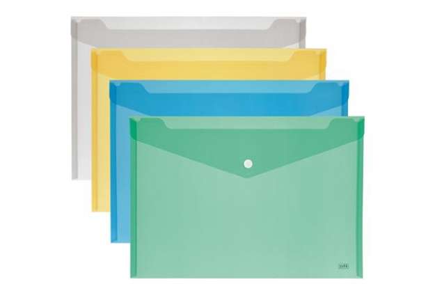 Immagine di Busta con bottone - formato orizzontale - 33,5x23,5 cm - colori assortiti - Lebez