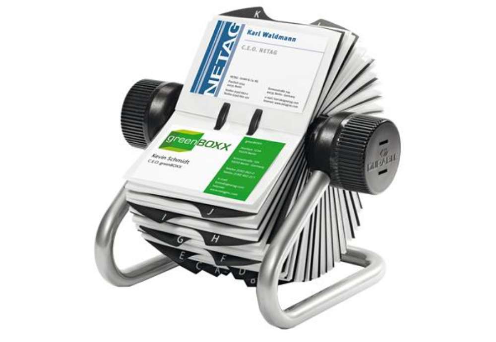 Immagine di Portabiglietti da visita Visifix? Rotary - 400 posti - 19,5x19x12 cm - silver - Durable
