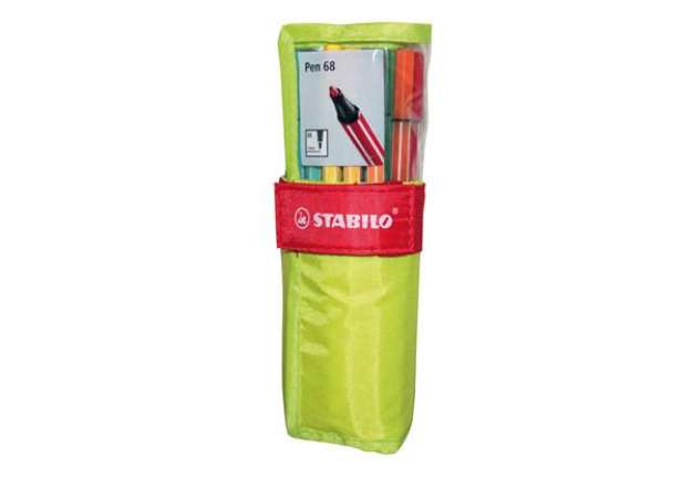 Immagine di Pennarello Pen 68 - colori assortiti - Stabilo - rollerset verde 25 pezzi