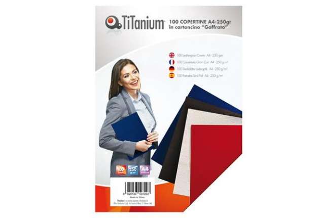 Immagine di Copertine rilegatura - A4 - 250 gr - cartoncino goffrato - rosso - Titanium - scatola 100 pezzi