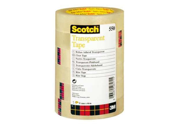 Immagine di Nastro adesivo 550 - 1,5 cm x 66 m - trasparente - Scotch - torre 10 rotoli