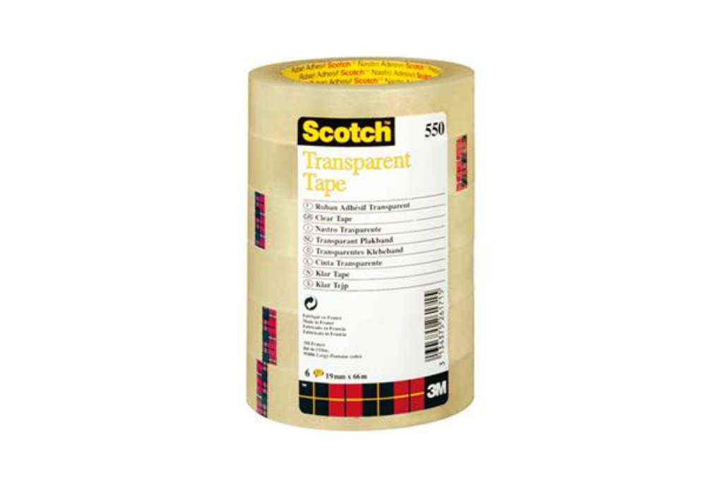 Immagine di Nastro adesivo 550 - 19 mm x 66 m - PP - trasparente - Scotch - torre 8 rotoli