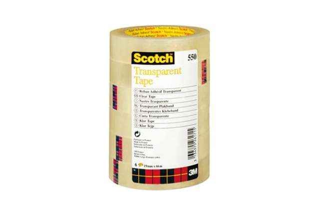 Immagine di Nastro adesivo 550 - 1,9 cm x 66 m - trasparente - Scotch -  torre 8 rotoli