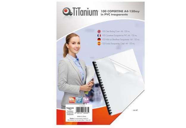 Immagine di Copertine - A4 - 150 micron - PVC - neutro trasparente - Titanium - scatola 100 pezzi