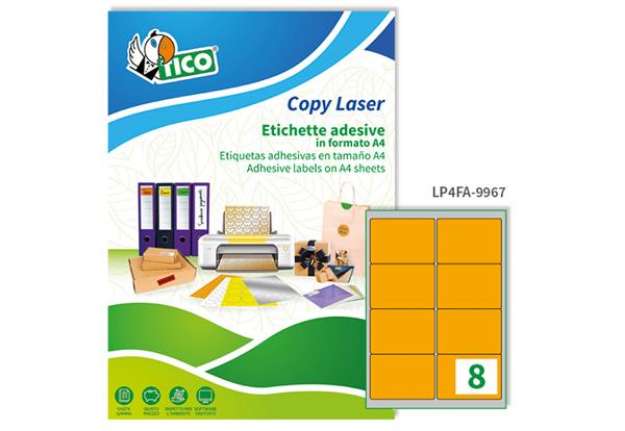 Immagine di Etichette adesive LP4F - in carta - angoli arrotondati - permanenti - 99,1 x 67,7 mm - 8 et/fg - 70