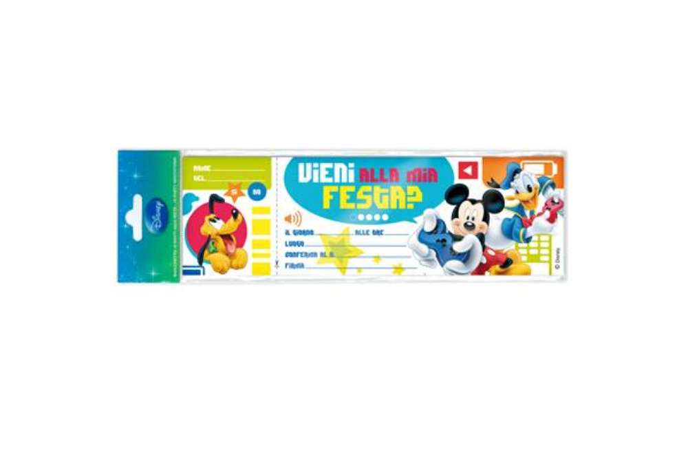 Immagine di Blocchetto invito alla festa Mickey Disney - 24,8 x 7,5 cm - Rex Sadoch - conf. 10 inviti