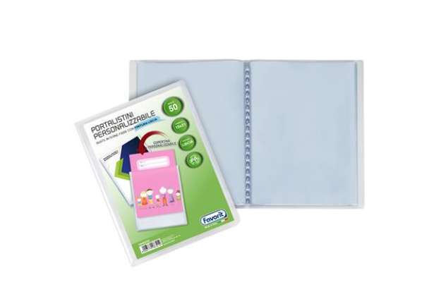 Immagine di Portalistini personalizzabile Sviluppo - liscio - 15x21 cm - 50 buste - trasparente - Favorit