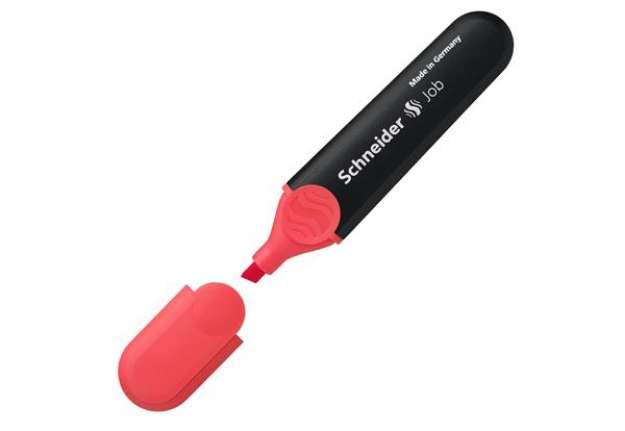 Immagine di Evidenziatore Job - punta a scalpello - tratto da 1,0-5,0mm - colore rosso - Schneider