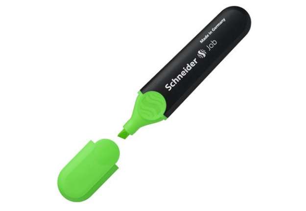 Immagine di Evidenziatore Job - punta a scalpello - tratto da 1,0-5,0mm - colore verde - Schneider