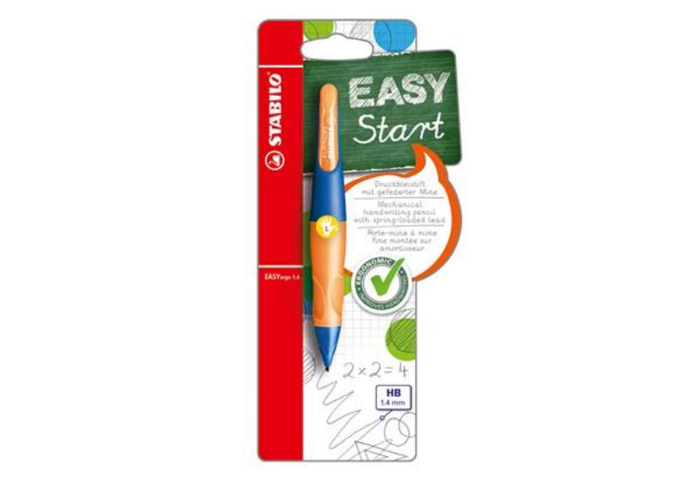 Immagine di Portamine Easyergo - 1,4mm + 3 mine - per mancini - fusto arancio/blu - Stabilo