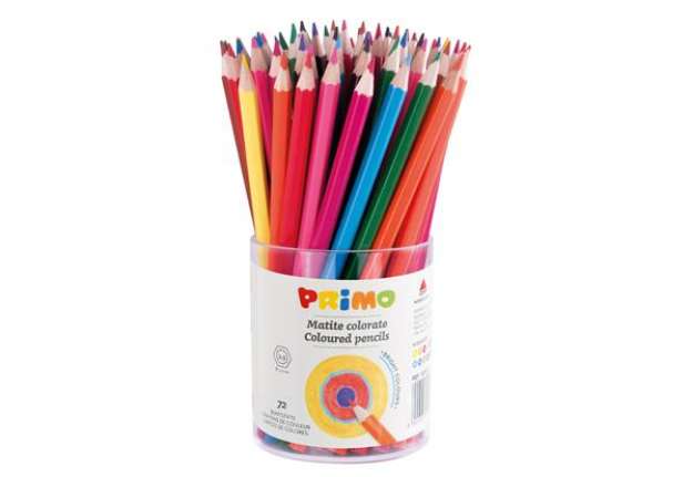 Immagine di Matite colorate - diametro mina 2,90 mm - colori assortiti - Primo - bicchiere 72 matite