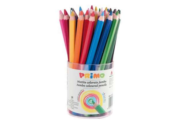 Immagine di Matite colorate Jumbo - diametro mina 5,5 mm - 12 colori assortiti - Primo - conf. 36 pezzi