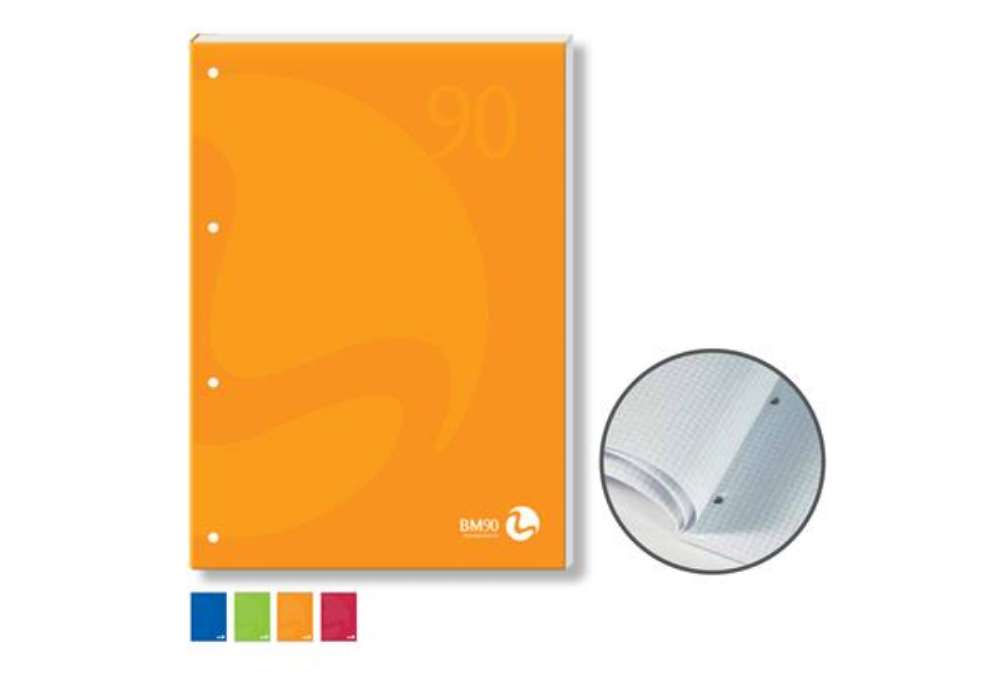 Immagine di Blocco notes BM90 - A4 - collato lato lungo - quadretti 5mm - 50fg - 90gr - 4fori - copertina 250gr